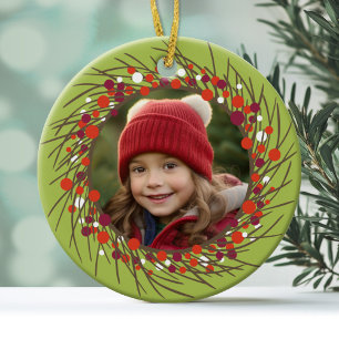 Décoration En Céramique Couronne de Noël avec photo - Baie moderne