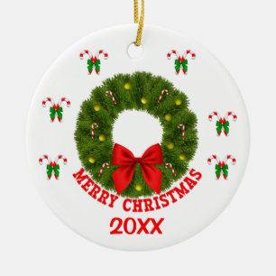 Décoration En Céramique Couronne de Noël customisée avec Sucres de canne