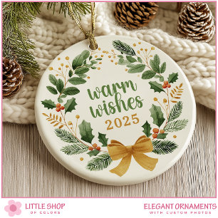 Décoration En Céramique Couronne de Noël élégante personnalisable avec pho