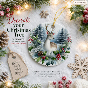 Décoration En Céramique Couronne de Noël en céramique représentant des cer