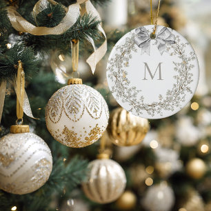 Décoration En Céramique Couronne de Noël en cristal monogrammée