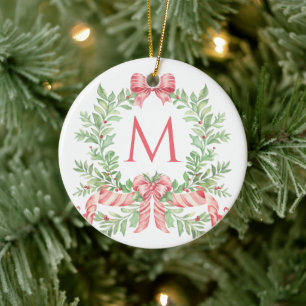 Décoration En Céramique Couronne de Noël Monogramme