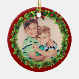 Décoration En Céramique Couronne de Noël personnalisée Ajouter vos enfan