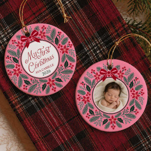 Décoration En Céramique Couronne de Noël pour la première fête de bébé fil