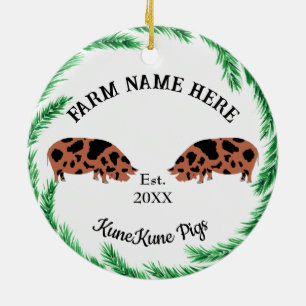 Décoration En Céramique Couronne de pin de la ferme KuneKune personnalisée