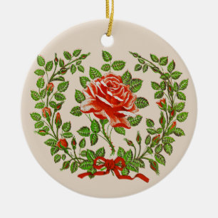Décoration En Céramique Couronne de roses rouges vintage Art floral de sal