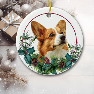 Décoration En Céramique Couronne de verdure de Pembroke Welsh Corgi