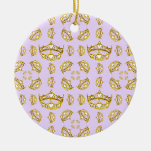 Décoration En Céramique couronne d'or tiaras pale lilas