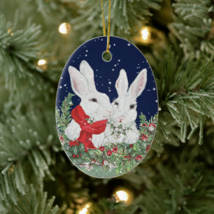 Décoration En Céramique Coutume Noël Animal Lapin Lapin Photo Année Nom