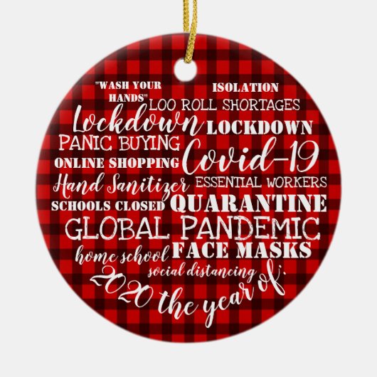 Décoration En Céramique covid19 2020 l'année des masques visage bûcheron (Devant)