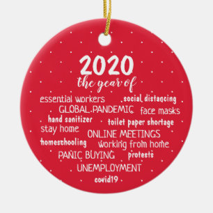 Décoration En Céramique COVID 19 2020 Red Snowflake dots