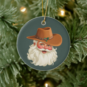 Décoration En Céramique Cow-boy Santa Vintage Drôle Rétro Occidental
