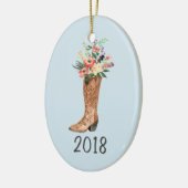 Décoration En Céramique Cowboy Boot Bouquet Keepsaké Année (Gauche)