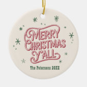 Décoration En Céramique Cowboy Noël Occidental Joyeux Noël Y'all (Devant)