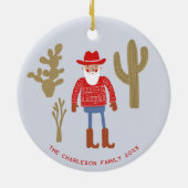 Décoration En Céramique Cowboy Santa Claus Christmas Custom Text (Dos)