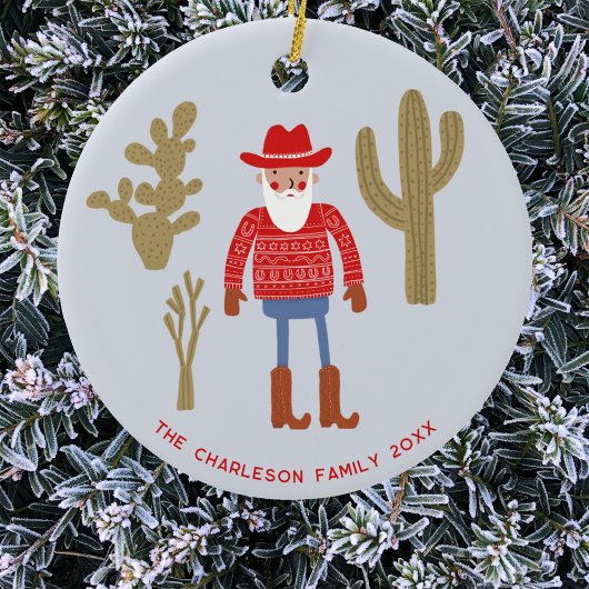 Décoration En Céramique Cowboy Santa Claus Christmas Custom Text
