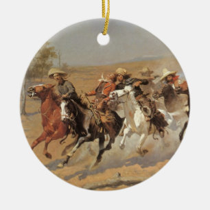 Décoration En Céramique Cowboys d'antan, Une ruée vers le bois par Remingt