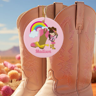 Décoration En Céramique Cowgirl Rainbow Pretty Rose Monogramme Enfants Per
