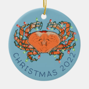 Décoration En Céramique Crabe lumières de Noël Plage de Crustacean Céramiq