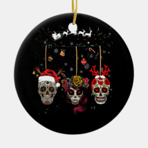 Décoration En Céramique Crâne à sucre fleur mexicaine de Noël dans la n