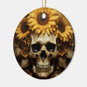 Décoration En Céramique Crâne doré tournesol  (Gauche)