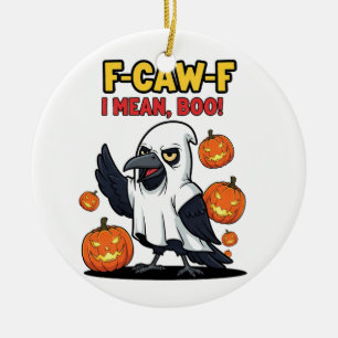 Décoration En Céramique Crâne drôle de Halloween F-Caw-F, je veux dire Boo