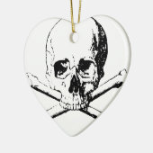 Décoration En Céramique Crâne noir et blanc et os (Gauche)