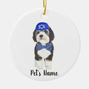 Décoration En Céramique Cravate Bernedoodle bleu Yarmulke Bow personnalisé