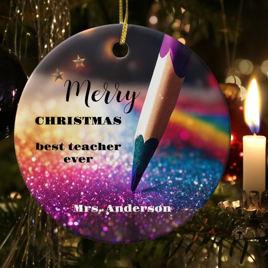 Décoration En Céramique Crayon moderne Enseignant Merci Noël