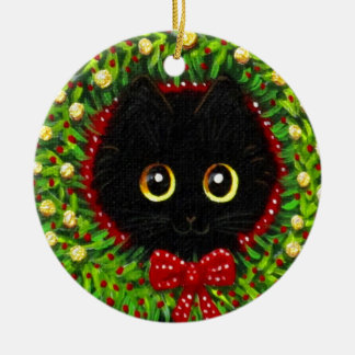Décoration En Céramique Créations d'art de chat noir de Noël drôle Creatio