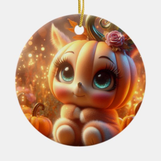 Décoration En Céramique Créature Citrouille mignonne (Devant)