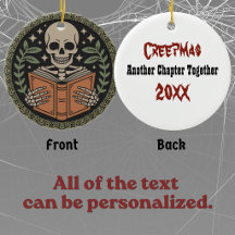 Creepmas Romance Sombre squelette lisant un livre