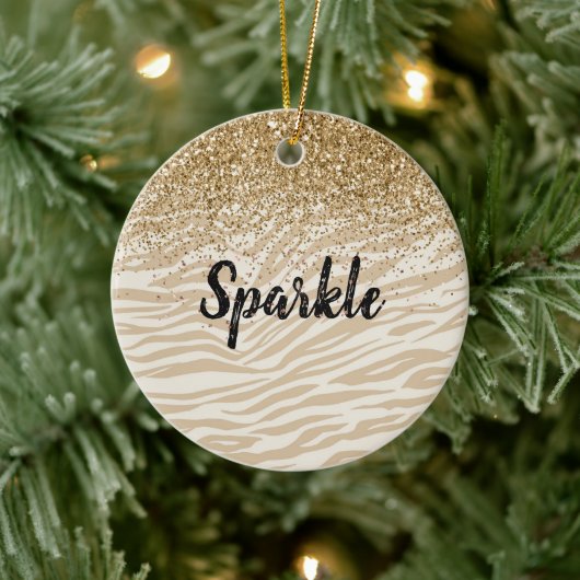 Décoration En Céramique Crème Gold Faux Parties scintillant Zebra Print Sp (Arbre)