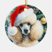 Décoration En Céramique Crème Standard Poodle Aquarelle Noël (Devant)