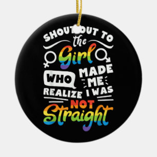 Décoration En Céramique Cri à la fille Fierté lesbienne LGBT T Shirt G