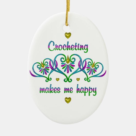 Décoration En Céramique Crocheting makes Me Happy (Devant)