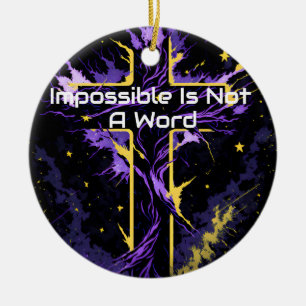 Décoration En Céramique Croix Bleu Jaune Élément Impossible N'est Pas Un M