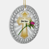 Décoration En Céramique Croix chrétienne rose (Droite)