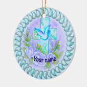 Décoration En Céramique Croix chrétienne violette Rose (Gauche)