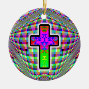 Décoration En Céramique Croix colorée sur un Arrière - plan magique
