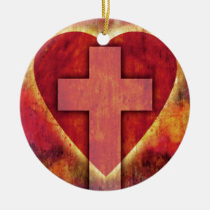 Décoration En Céramique Croix de coeur