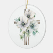 Décoration En Céramique Croix de fleurs d'anémones blanches (Gauche)