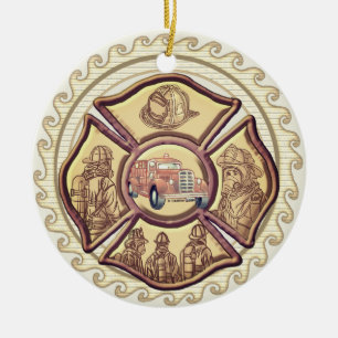 Décoration En Céramique Croix de Malte Pompiers