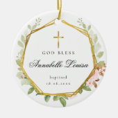 Décoration En Céramique Croix dorée de baptême (Devant)