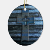 Décoration En Céramique Croix en bois bleue (Gauche)