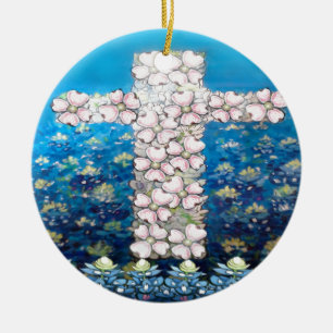 Décoration En Céramique Croix florale