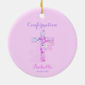 Décoration En Céramique Croix florale rose (Dos)