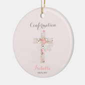 Décoration En Céramique Croix florale rose vif de confirmation (Gauche)
