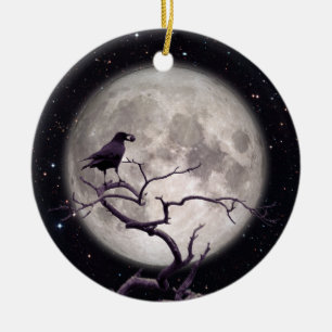 Décoration En Céramique Crow and Moon, Crow Art, Raven, Gothic, Night