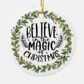 Décoration En Céramique Croyez en la couronne d'aquarelle magique (Devant)